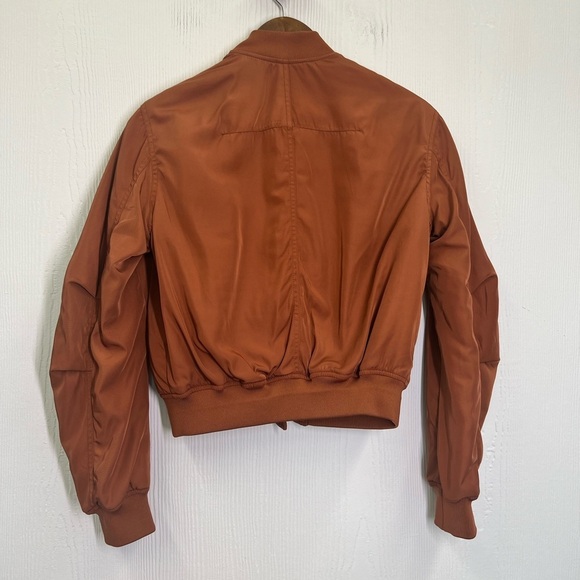 H&M - Orange Shiny Zipper Closure With Pockets Long Sleeve Bomber Jacket XS - Picture 9 of 9
